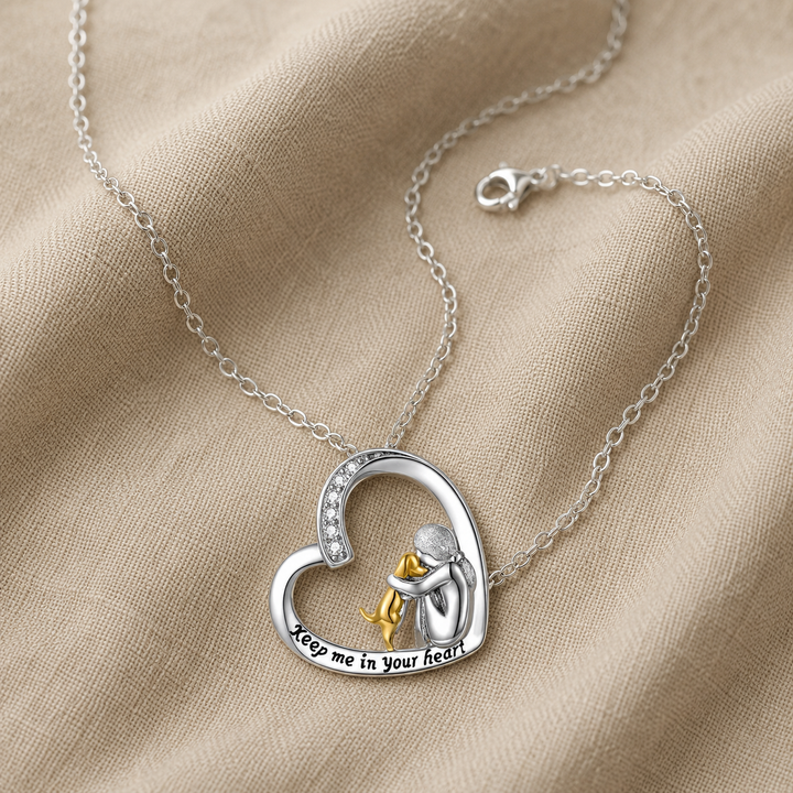 Gold &amp; Silver Necklace Fionnuala with Girl and Dog