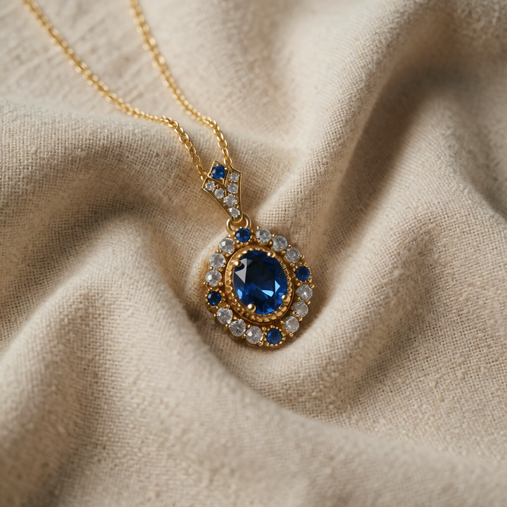 Gold Necklace Fionnuala with Sapphire