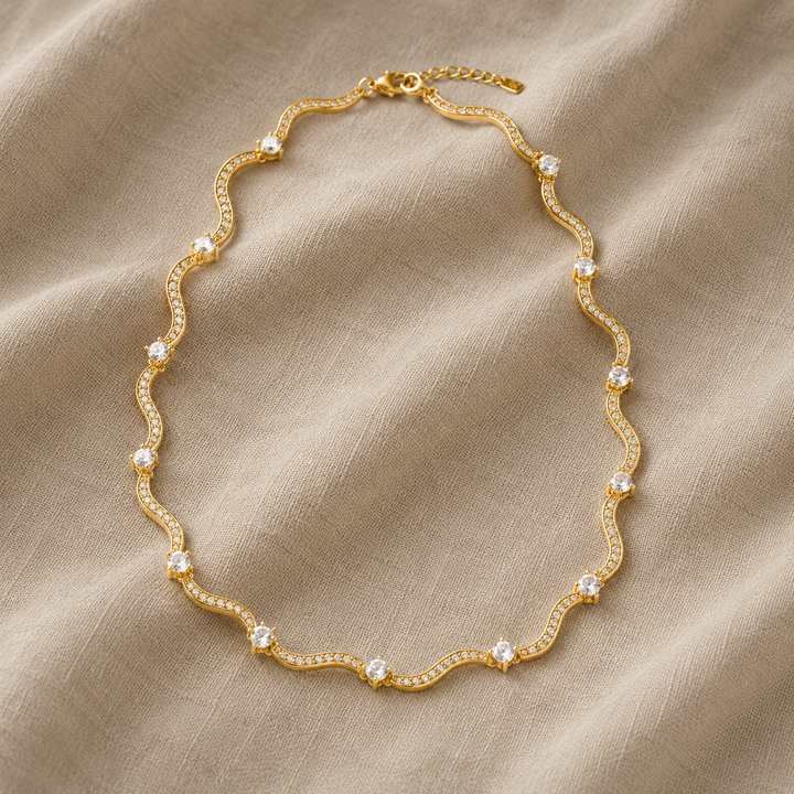Gold Chain Necklace Fiadh with Zirconia