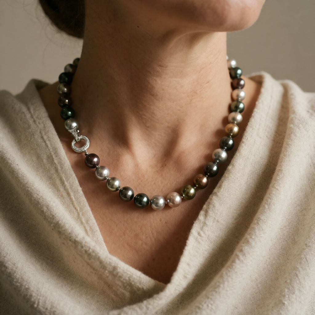 Pearl Beaded Necklace Kenmare with Multicolour Pearls