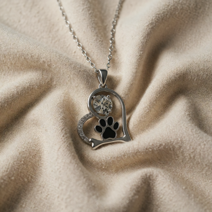 Silver Necklace Niamh with Paw Print