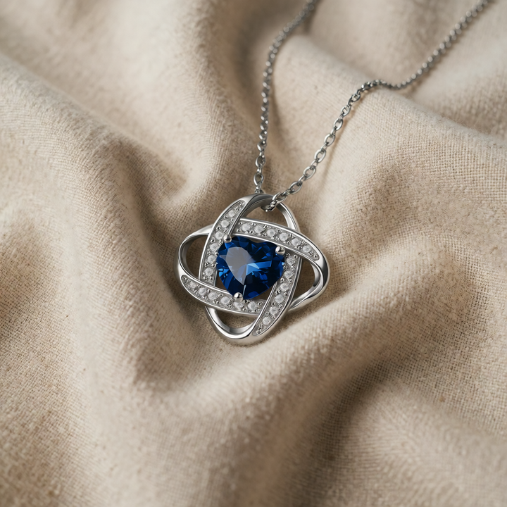 Silver Necklace Ailbhe with Sapphire Knot