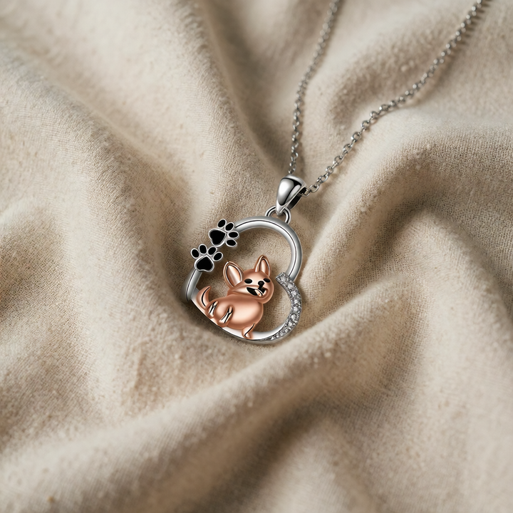 Silver &amp; Rose Gold Necklace Galway with Dog
