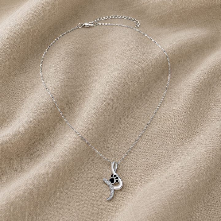 Silver Necklace Bláthnaid with Paw Print