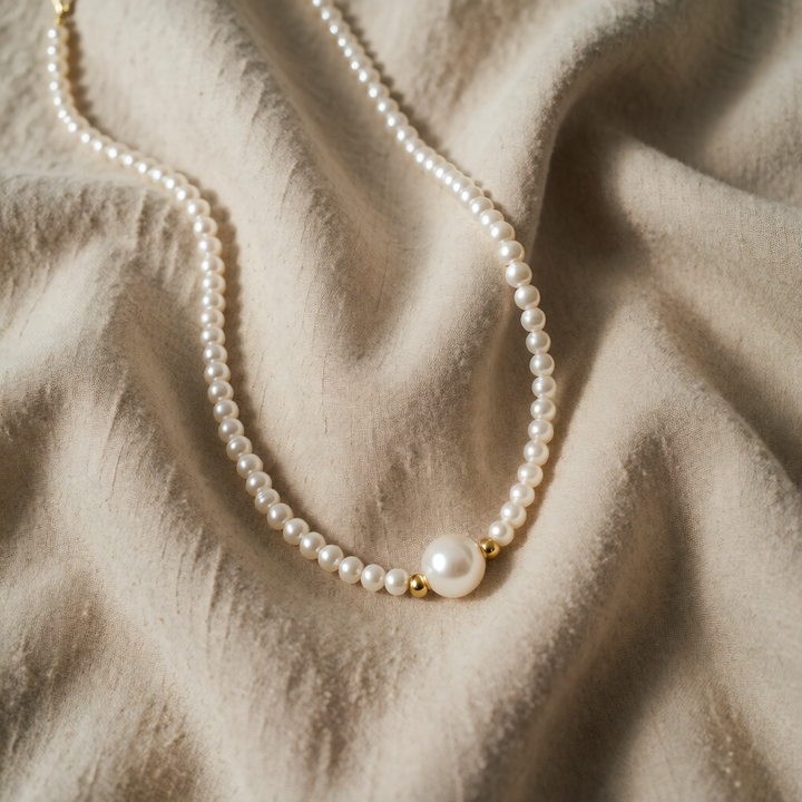 Pearl Beaded Necklace Killarney with Gold Accent