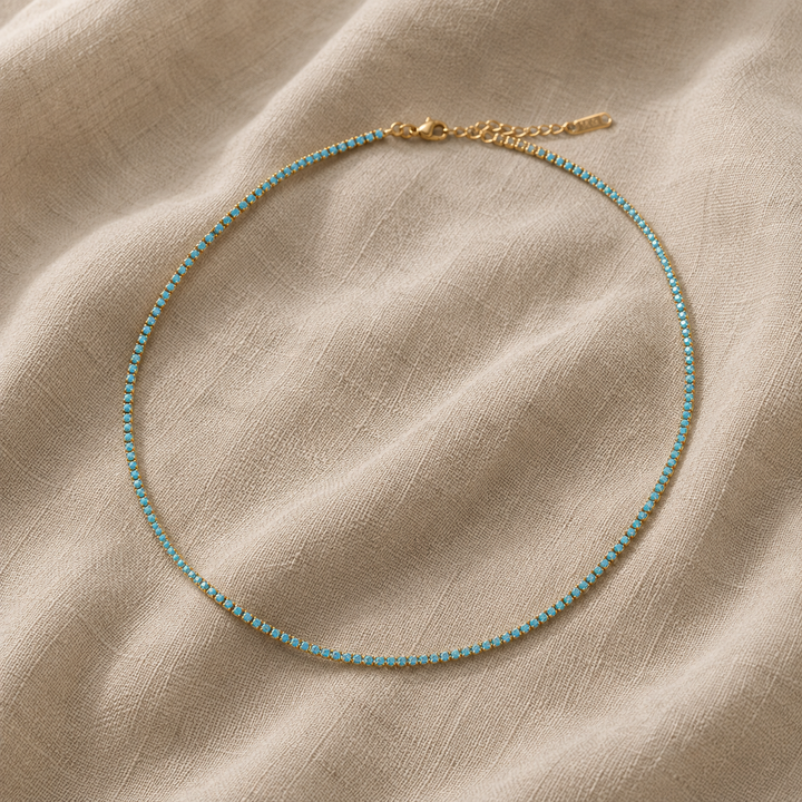 Gold Choker Necklace Clíodhna with Turquoise Stones