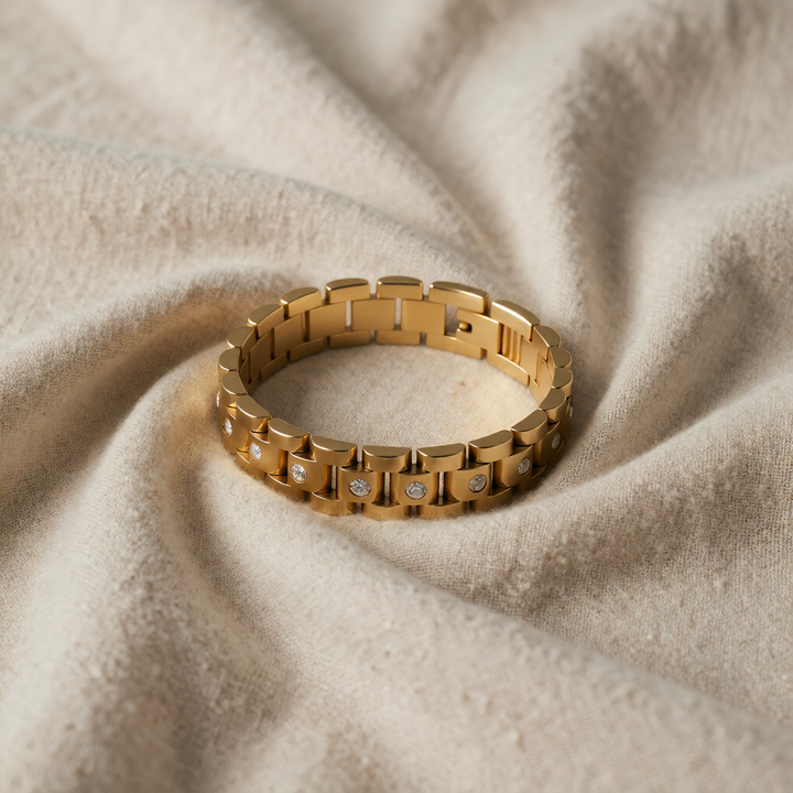 Gold Link Bracelet Aoife with Crystals