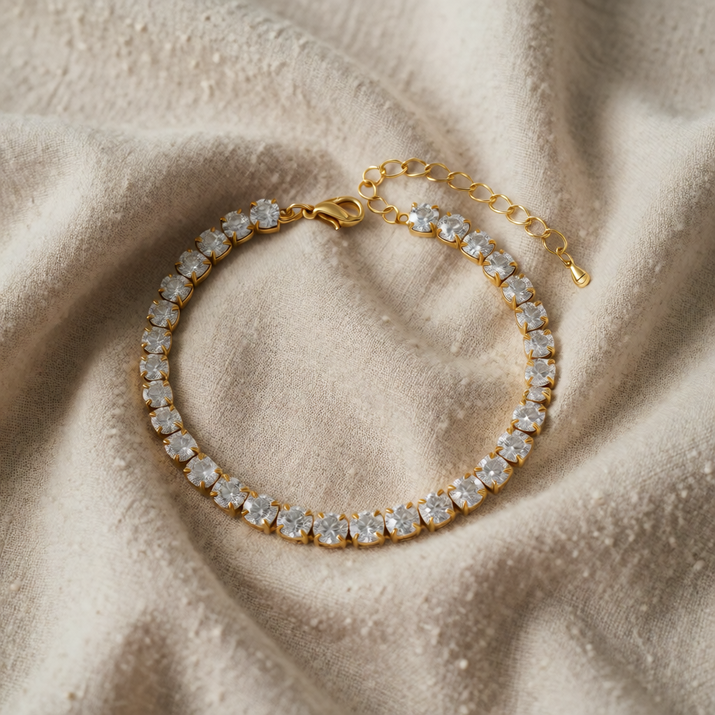Gold Tennis Bracelet Treasa with Zirconia