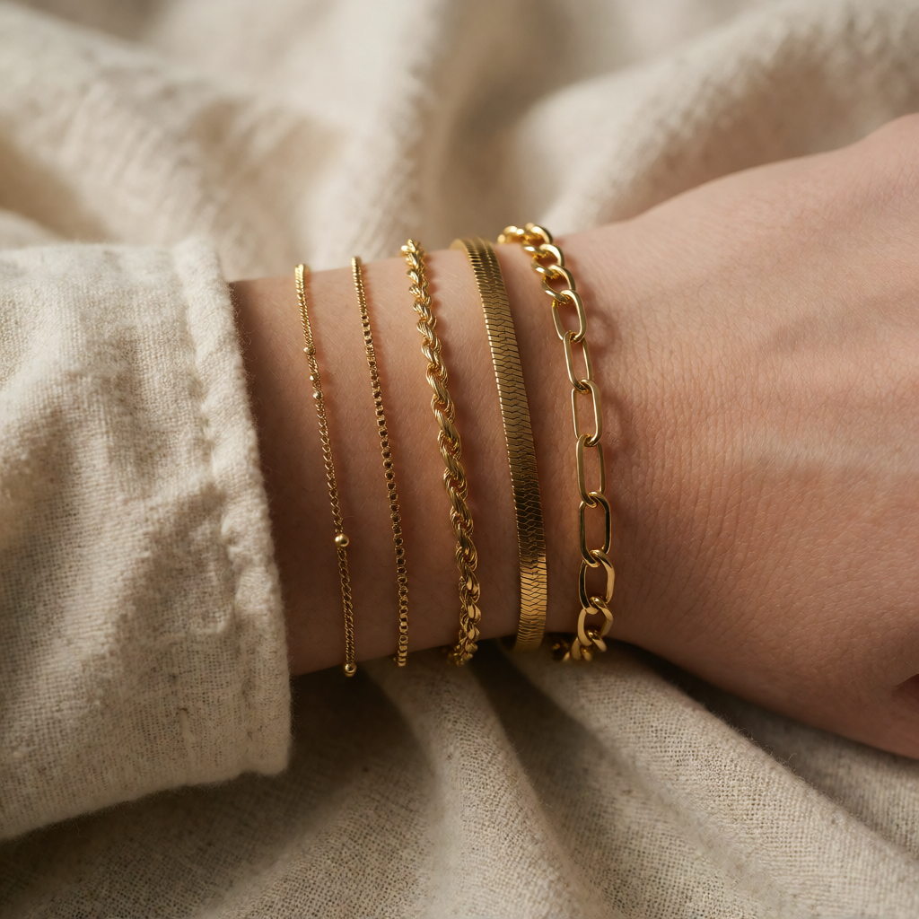 Gold Chain Bracelet Set Nóra