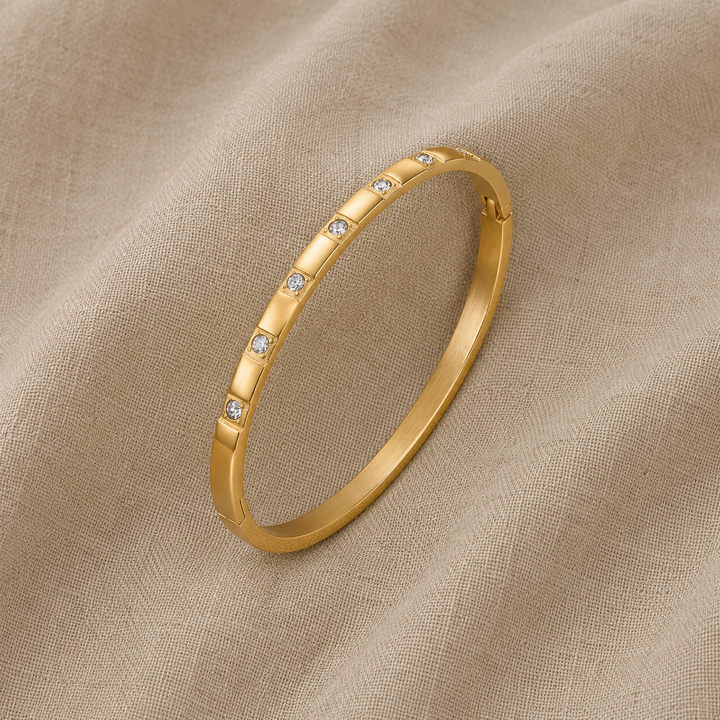 Gold Bangle Bracelet Nuala with Zirconia