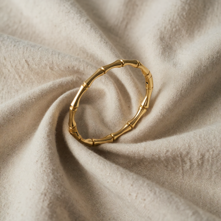 Gold Bangle Bracelet Clíona with Bamboo