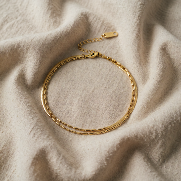 Gold Double Chain Bracelet Áine