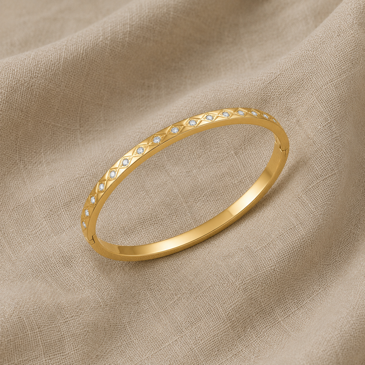Gold Bangle Bracelet Siobhán with Zirconia