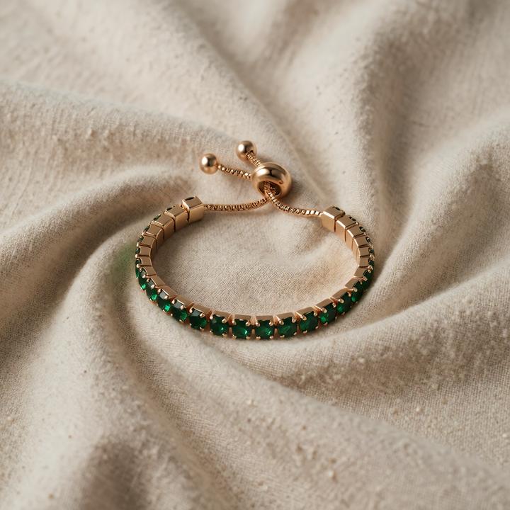 Rose Gold Tennis Bracelet Éabha with Emerald