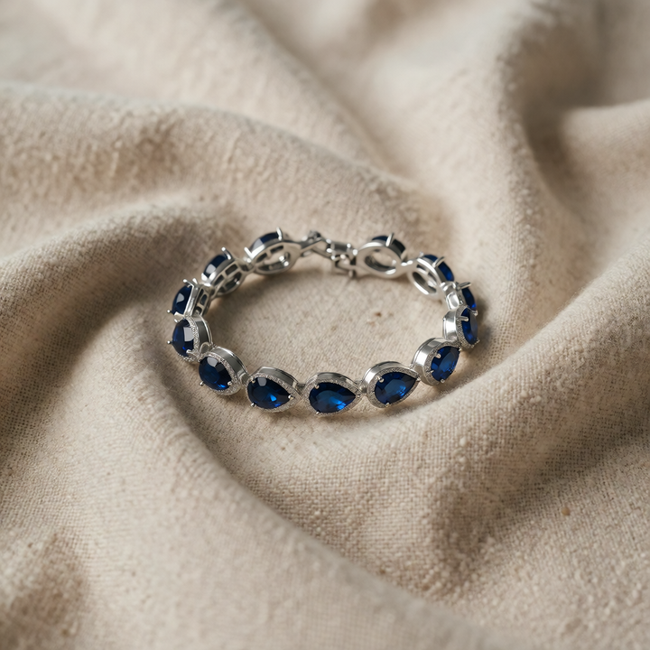 Silver Tennis Bracelet Bríd with Sapphires