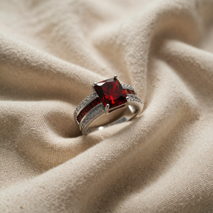 White Gold Ring Ciara with Ruby