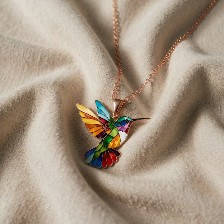 Rose Gold Necklace Aislinn with Hummingbird
