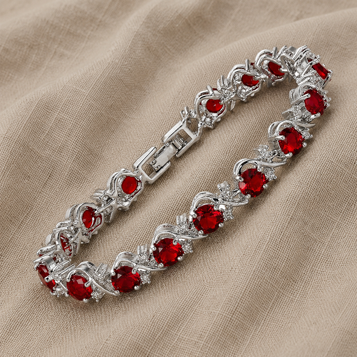 White Gold Tennis Bracelet Deirbhile with Ruby