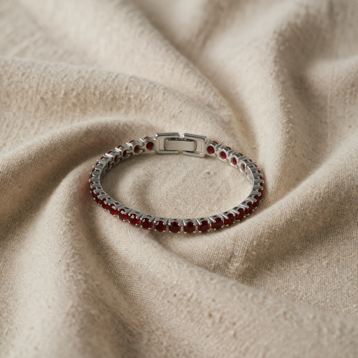 White Gold Tennis Bracelet Emer with Rubies