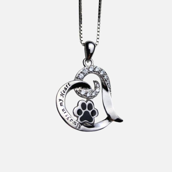 Silver Necklace Aoife with Paw Print