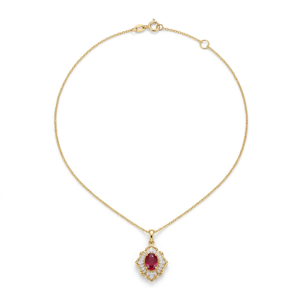 Gold Necklace Aisling with Ruby and Zirconia