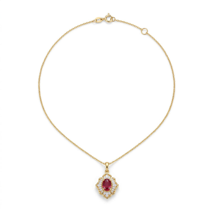 Gold Necklace Órlaith with Ruby Blossom