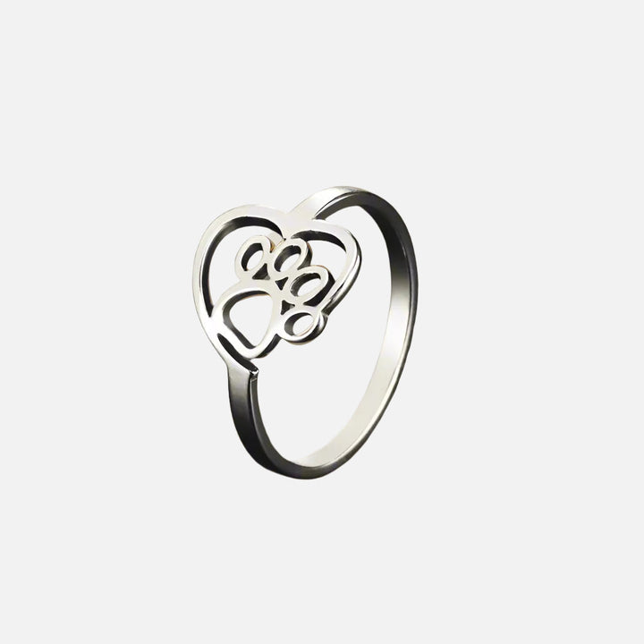 Gold Ring Áine with Paw &amp; Heart Motif