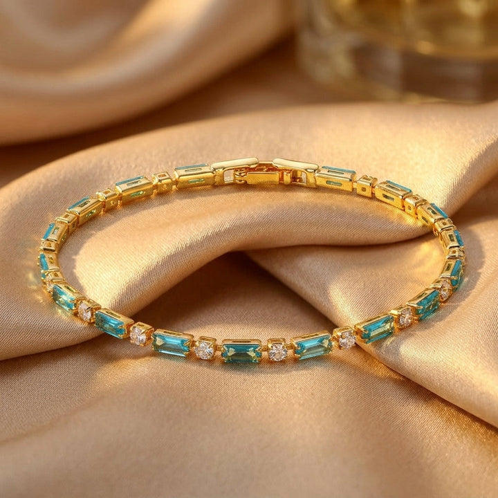 Gold Tennis Bracelet Sinéad with Turquoise Stones