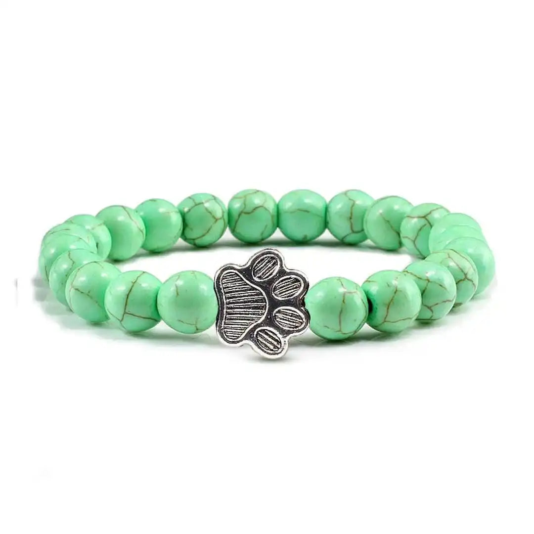 Turquoise Beaded Bracelet Gráinne with Paw Print