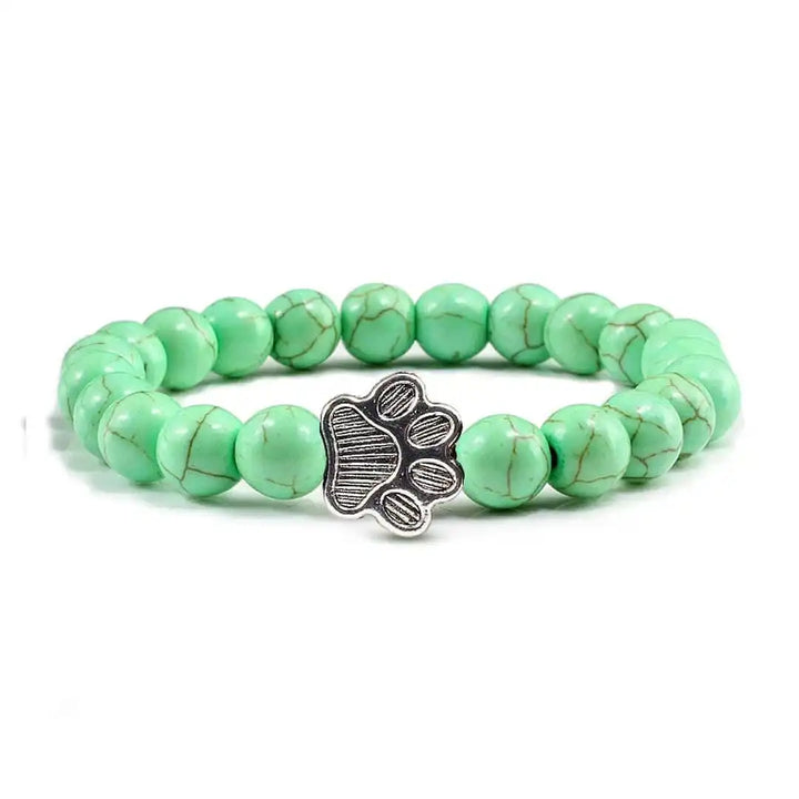 Turquoise Beaded Bracelet Gráinne with Paw Print