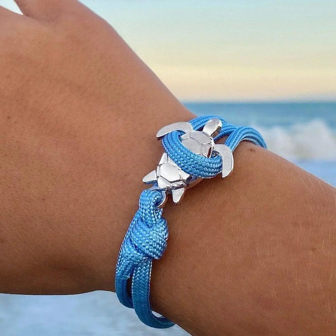 Silver Cord Bracelet Neasa with Sea Turtle