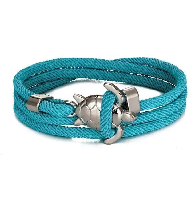 Silver Cord Bracelet Neasa with Sea Turtle