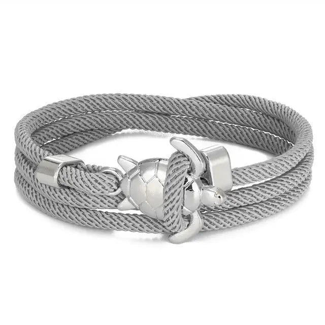 Silver Cord Bracelet Neasa with Sea Turtle