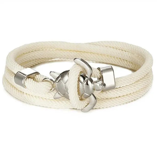 Silver Cord Bracelet Neasa with Sea Turtle