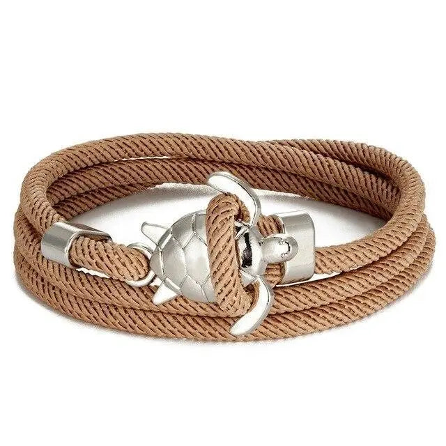 Silver Cord Bracelet Neasa with Sea Turtle