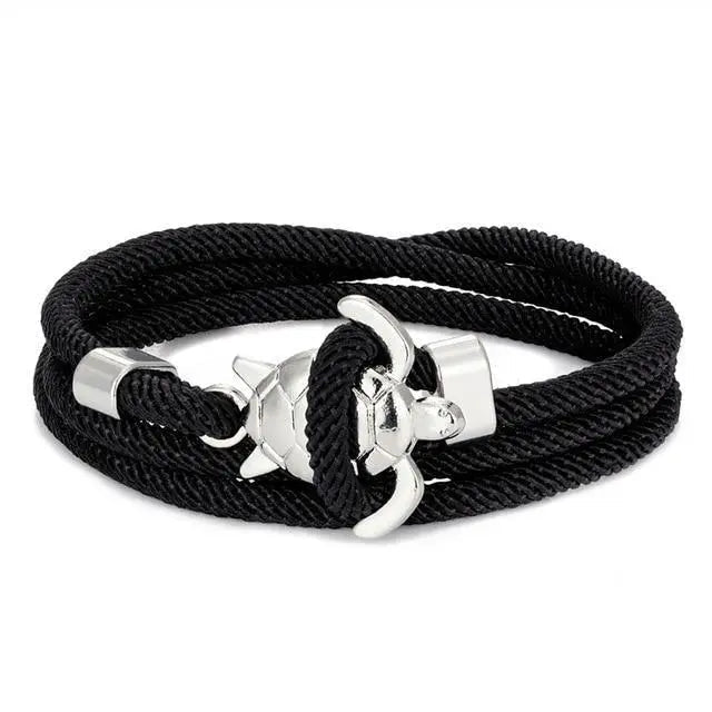 Silver Cord Bracelet Neasa with Sea Turtle