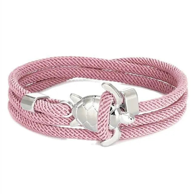 Silver Cord Bracelet Neasa with Sea Turtle