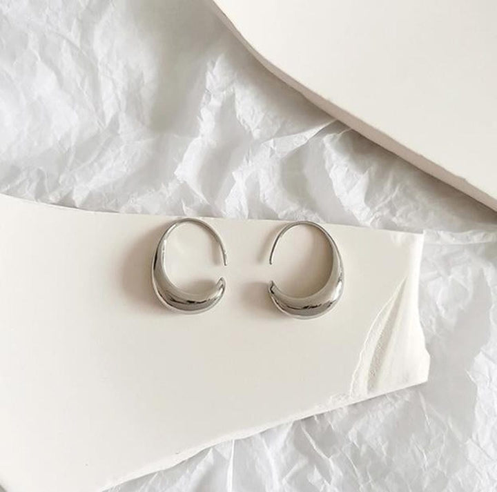 Gold Hoop Earrings Cobh with Domed Crescent