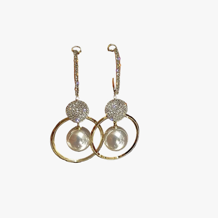 Gold Drop Earrings Gobnait with Pearl