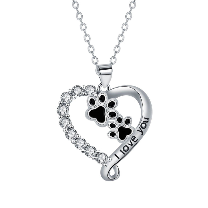 Silver Necklace Aislinn with Paw Prints and Zirconia