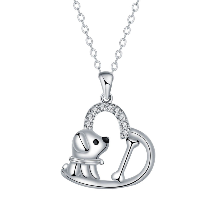 Silver Necklace Deirdre with Dog and Bone