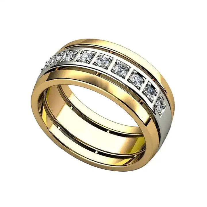 Gold &amp; Silver Band Ring Róisín with Cubic Zirconia