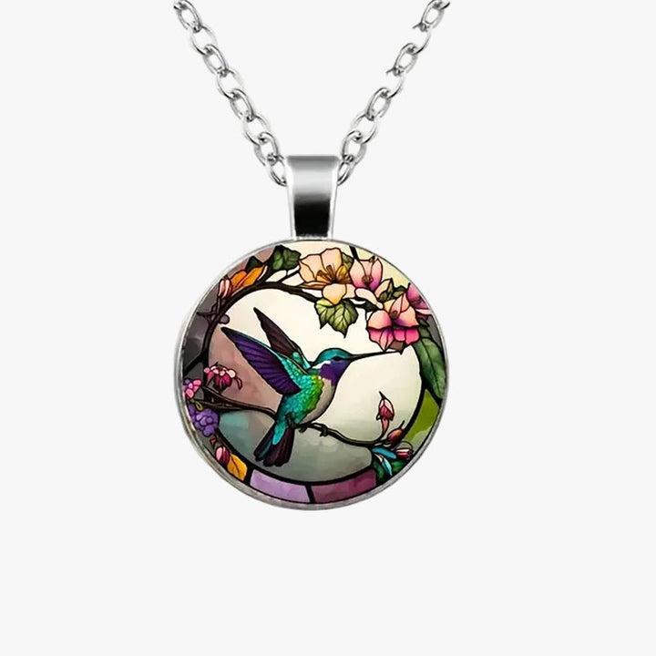 Silver Necklace Gráinne with Hummingbird Motif