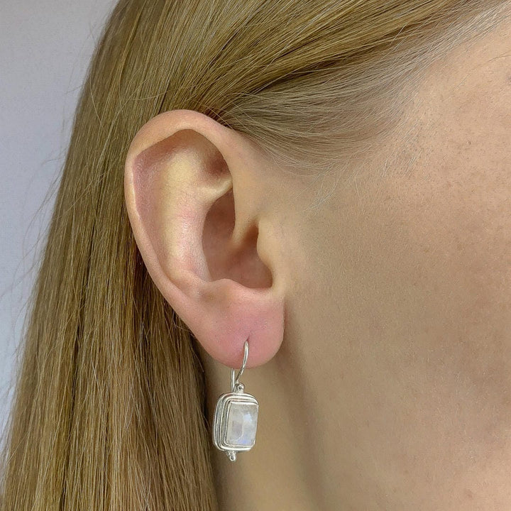 Silver Drop Earrings Killarney with Moonstone