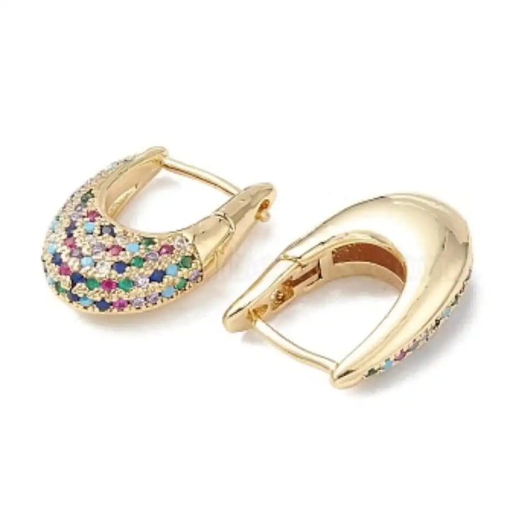 Gold Huggie Earrings Westport with Multicolour Crystals
