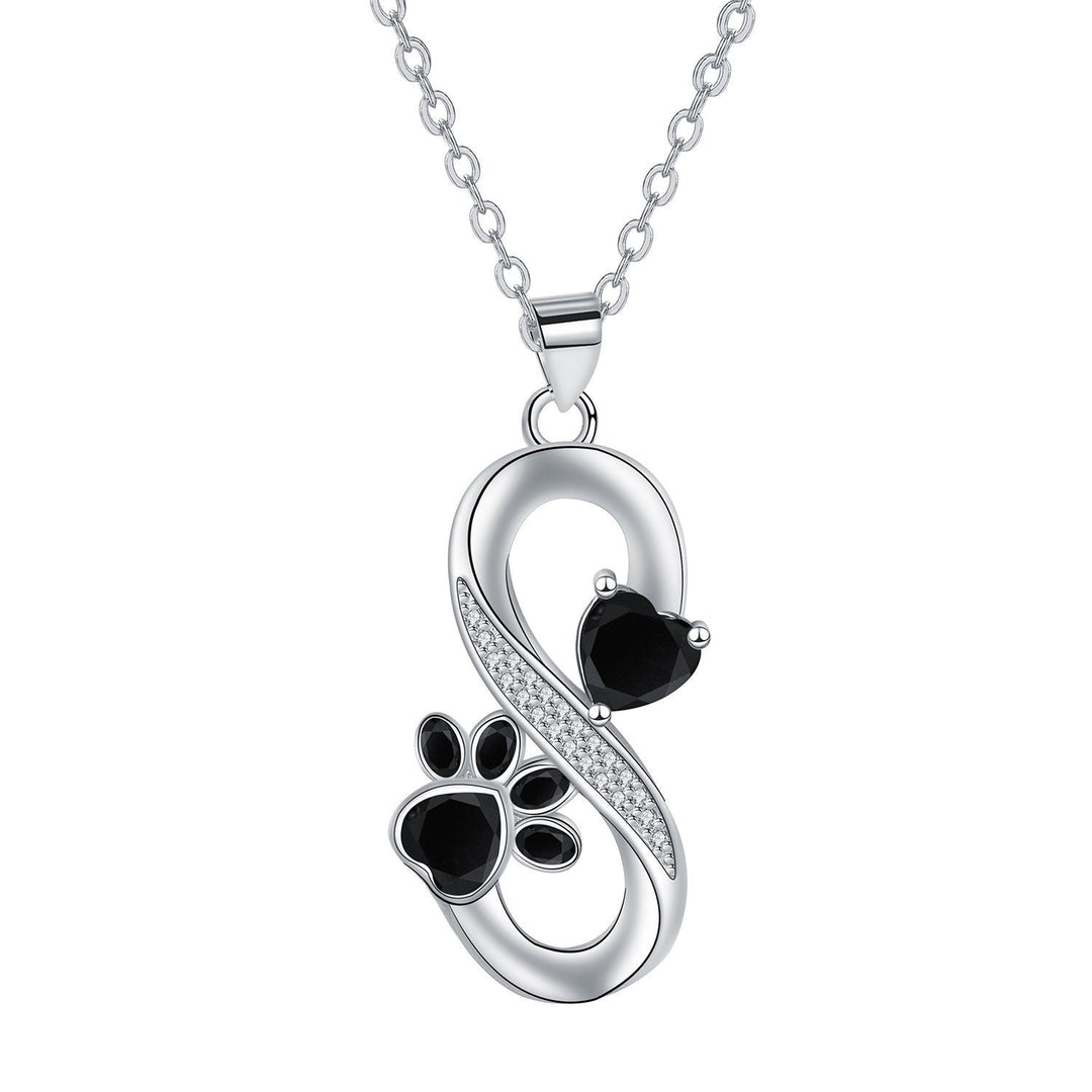 Silver Necklace Bláthnaid with Infinity and Paw Print