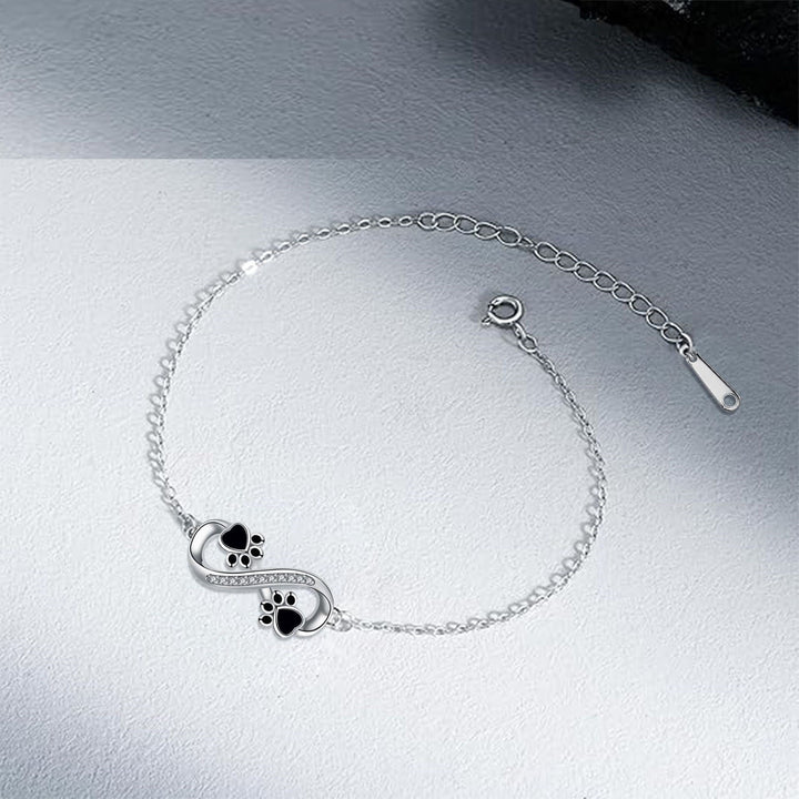 Silver Chain Bracelet with Infinity and Paw Print