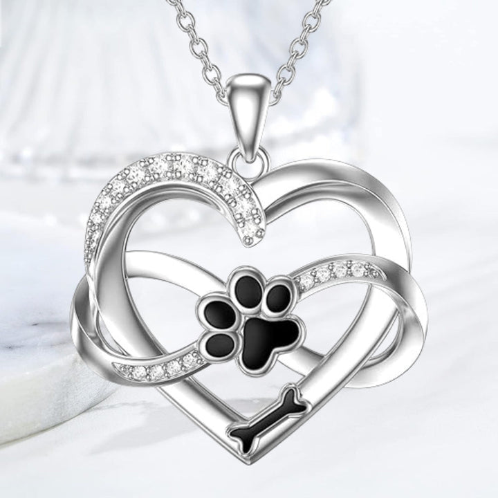 Sterling Silver Necklace with Paw Print and Bone