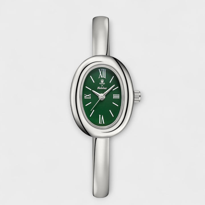 Silver Watch Órla with Green Dial and Bangle