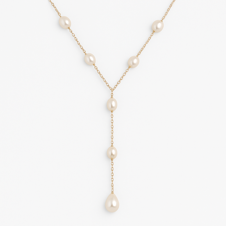 Gold Pearl Necklace Fiadh with Y-Drop